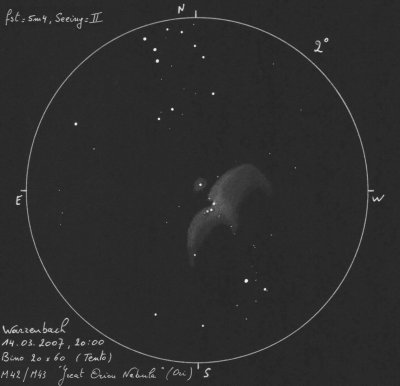 M42 + M43 - The great Orion nebula (Binoculars)