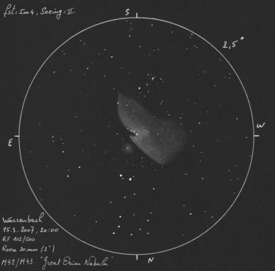 M42 + M43 - The great Orion nebula (Rich Field Telescope)